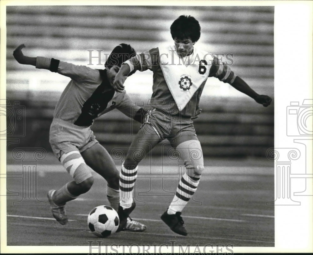 1984 Press Photo Brownsville Hanna and Lanier play a prep soccer game- Historic Images