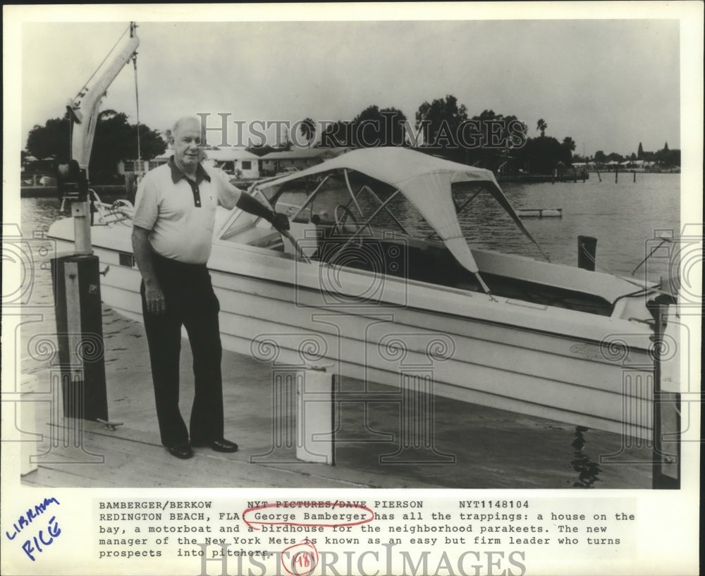 1981 Press Photo New York Mets baseball manager George Bamberger and his boat- Historic Images