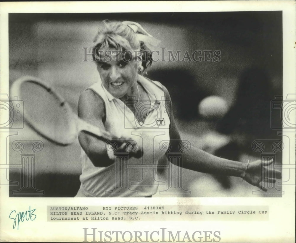 1983 Press Photo Tennis star Tracy Austin at the Family Circle Cup tournament- Historic Images