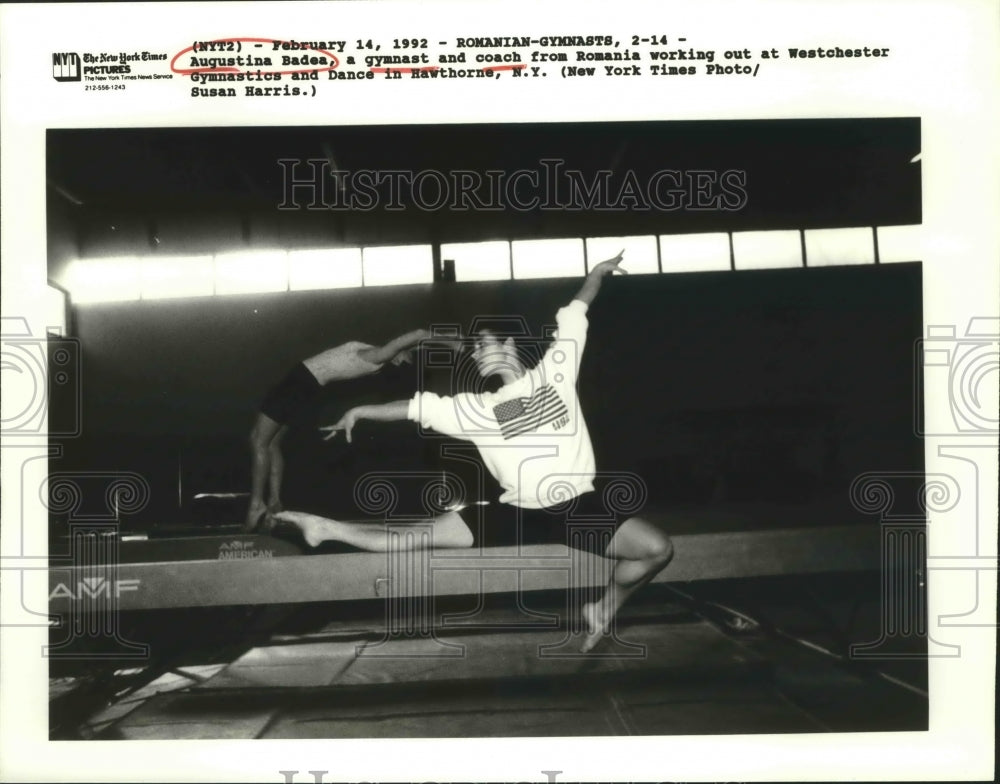 1992 Press Photo Romanian gymnast Augustina Badea in Hawthorne, New York- Historic Images