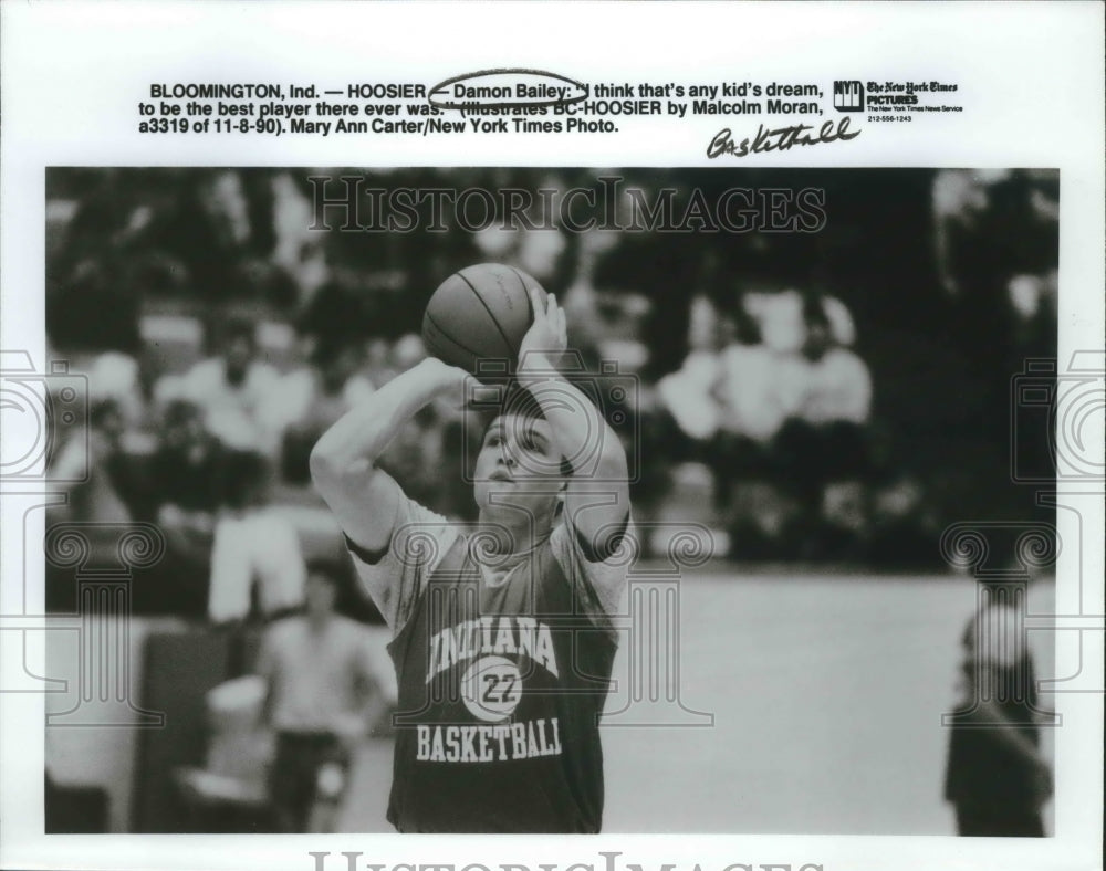 1990 Press Photo Indiana University basketball player Damon Bailey - sas02299- Historic Images