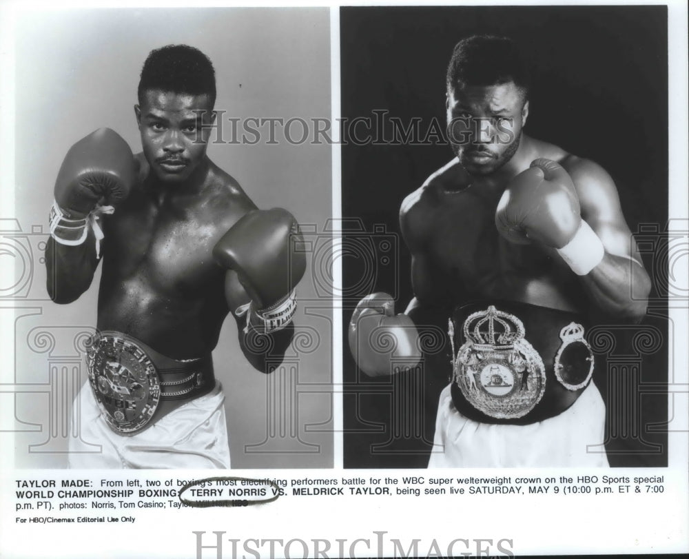 Press Photo World Championship Boxers Terry Norris &amp; Meldrick Taylor- Historic Images