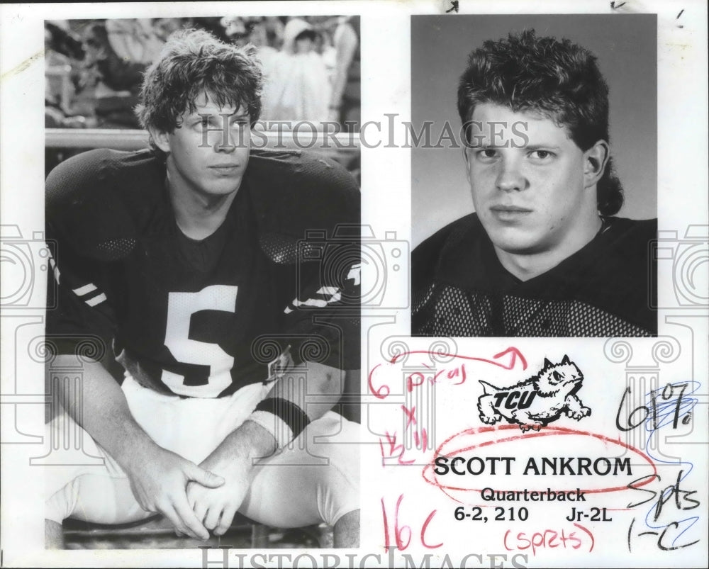 Press Photo Scott Ankrom, TCU Quarterback, 6-2, 210, Jr-2L - sas02397- Historic Images