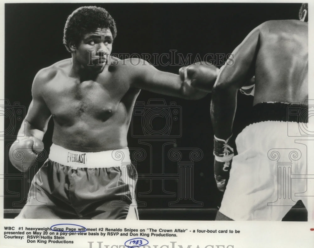 1983 Press Photo World Boxing Council #1 Heavyweight champion Greg Page- Historic Images