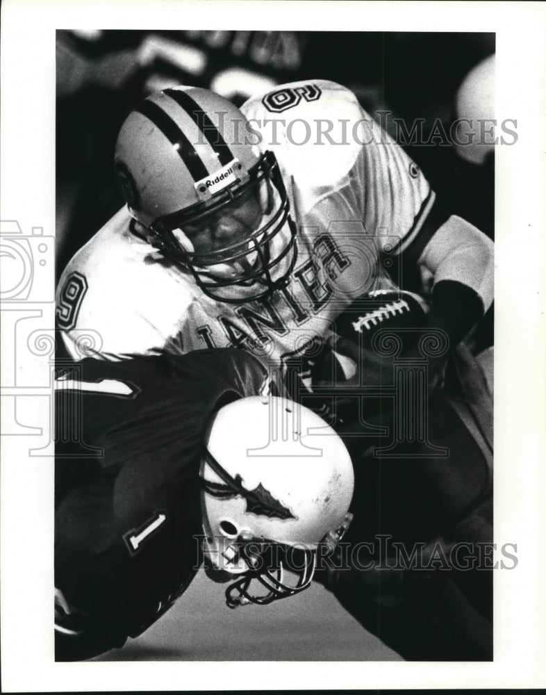 1993 Press Photo High School football Players at Sam Houston Versus Lanier Game- Historic Images