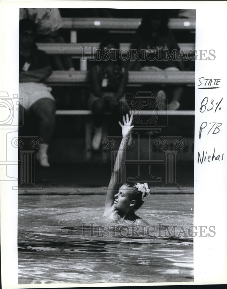 1989 Press Photo Stacie Niehaus, Synchronized Swimmer, XXIII AAU Junior Olympics- Historic Images