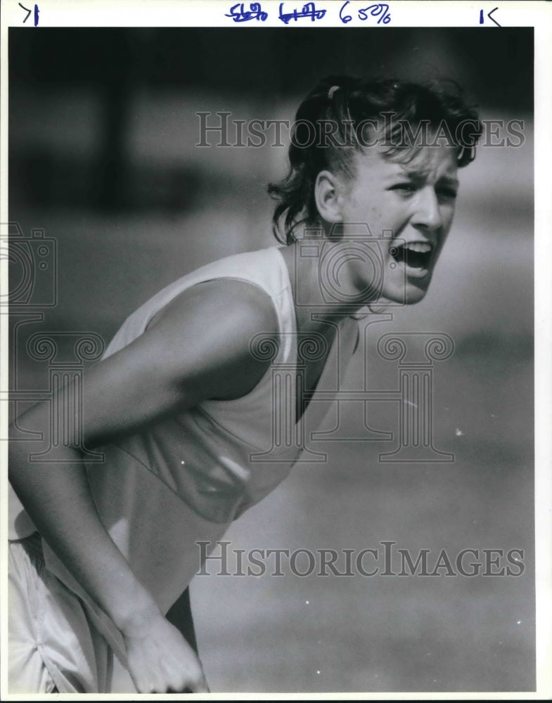 1989 Press Photo Heptathlete Kallen Madden at the AAU Junior Olympics- Historic Images