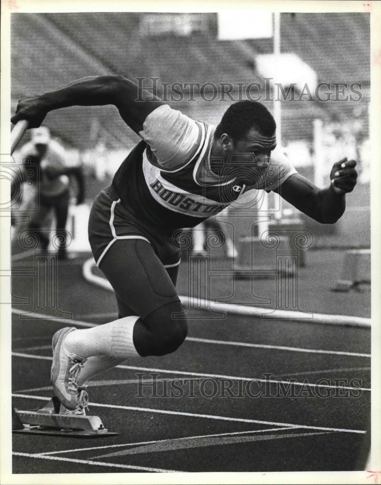 1983 Press Photo Gary Riley, Houston High School Track Runner at State Meet- Historic Images