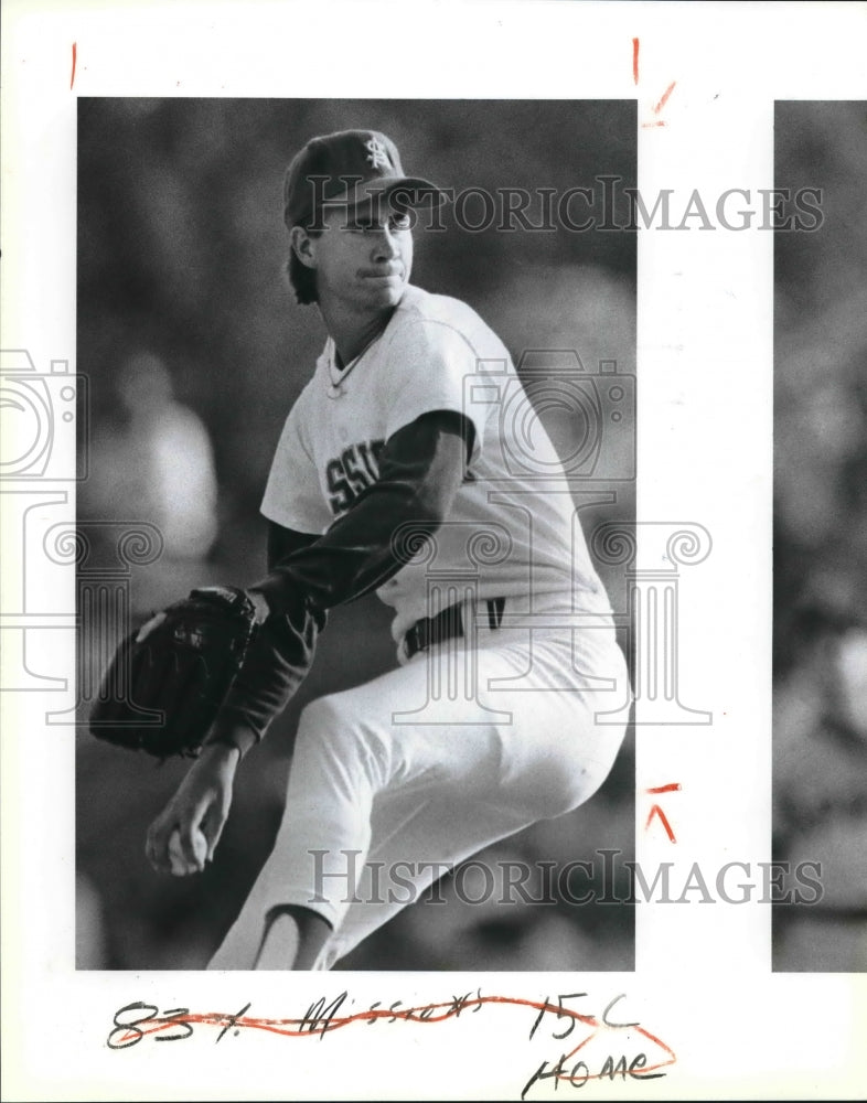 1989 Press Photo Kevin Armstrong, San Antonio Mission&#39;s Baseball Pitcher- Historic Images