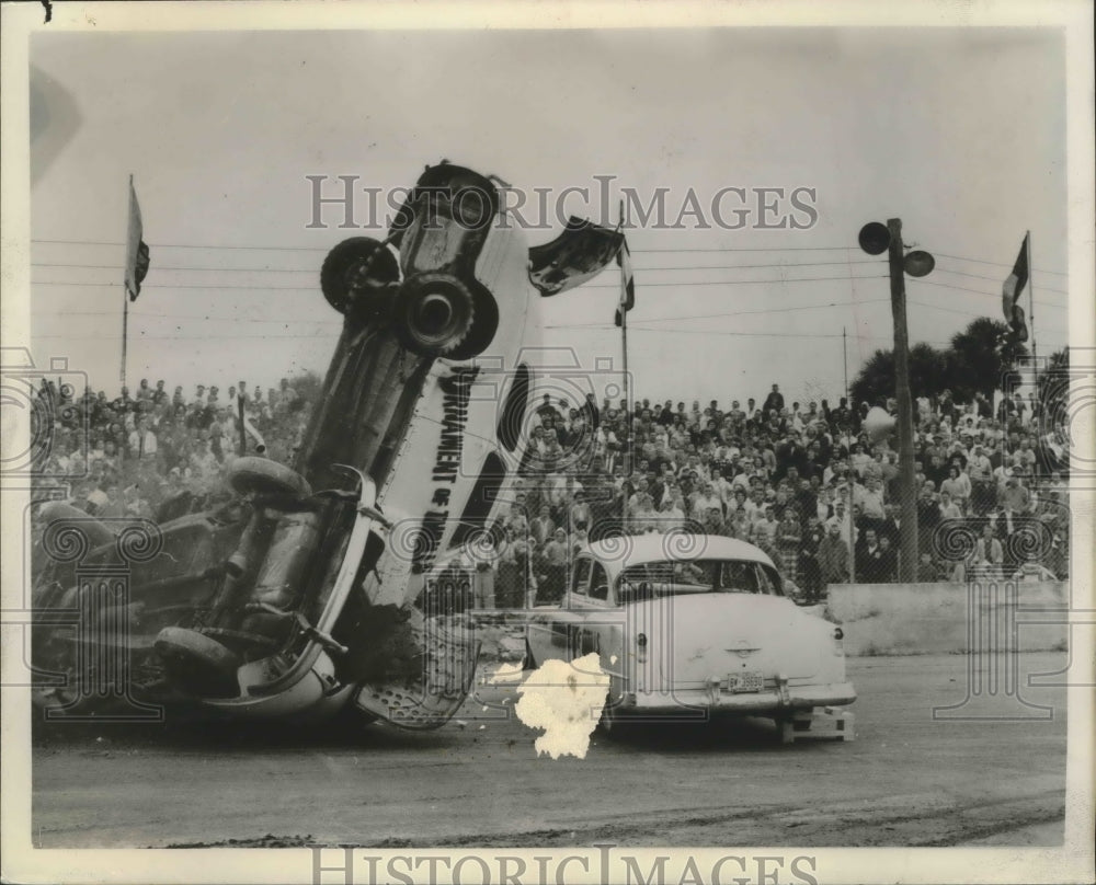 1966 Press Photo Car Crash at Thrilling Auto Racing - sas03719- Historic Images
