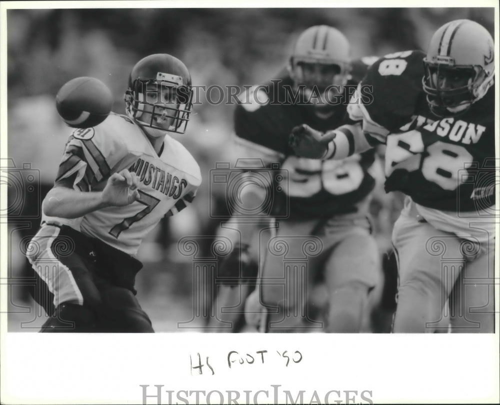 1990 Press Photo High School Football Players at Kingwood Versus Judson Game- Historic Images