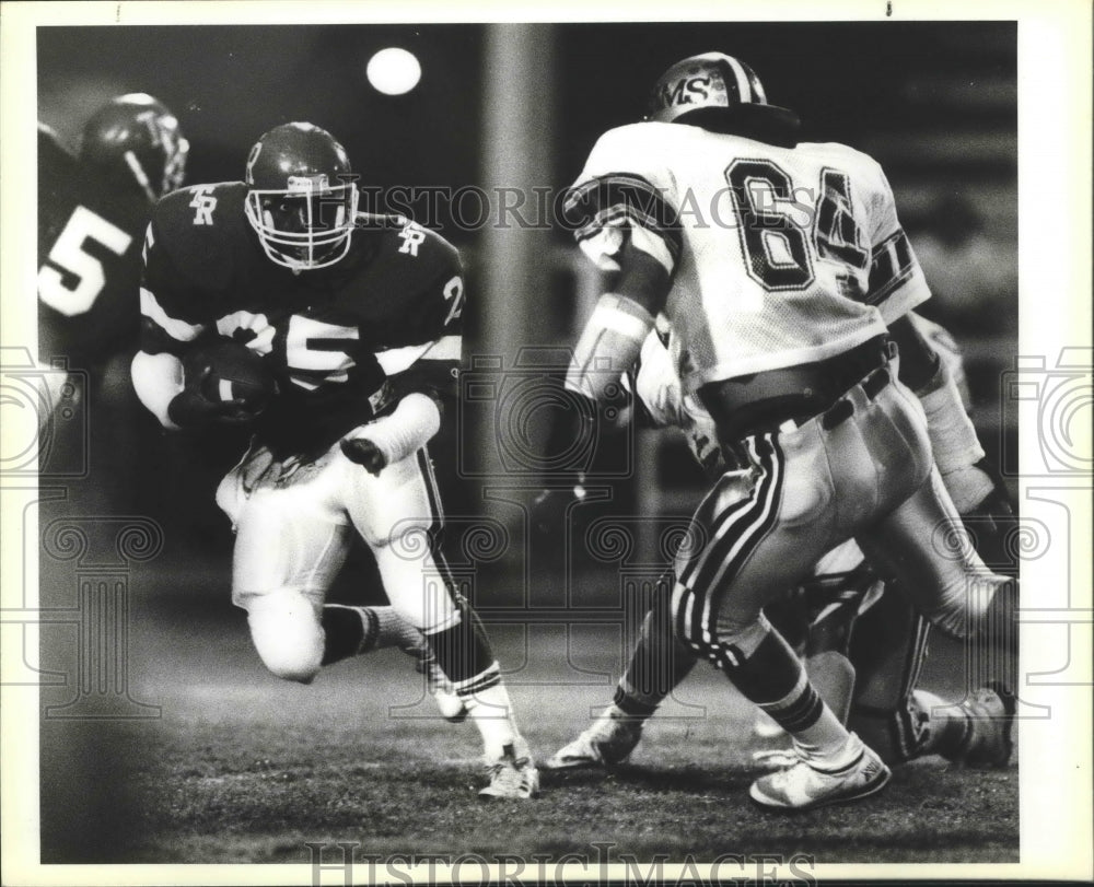 1987 Press Photo High School Football Players Jim Ortiz and Roger Storey at Game- Historic Images