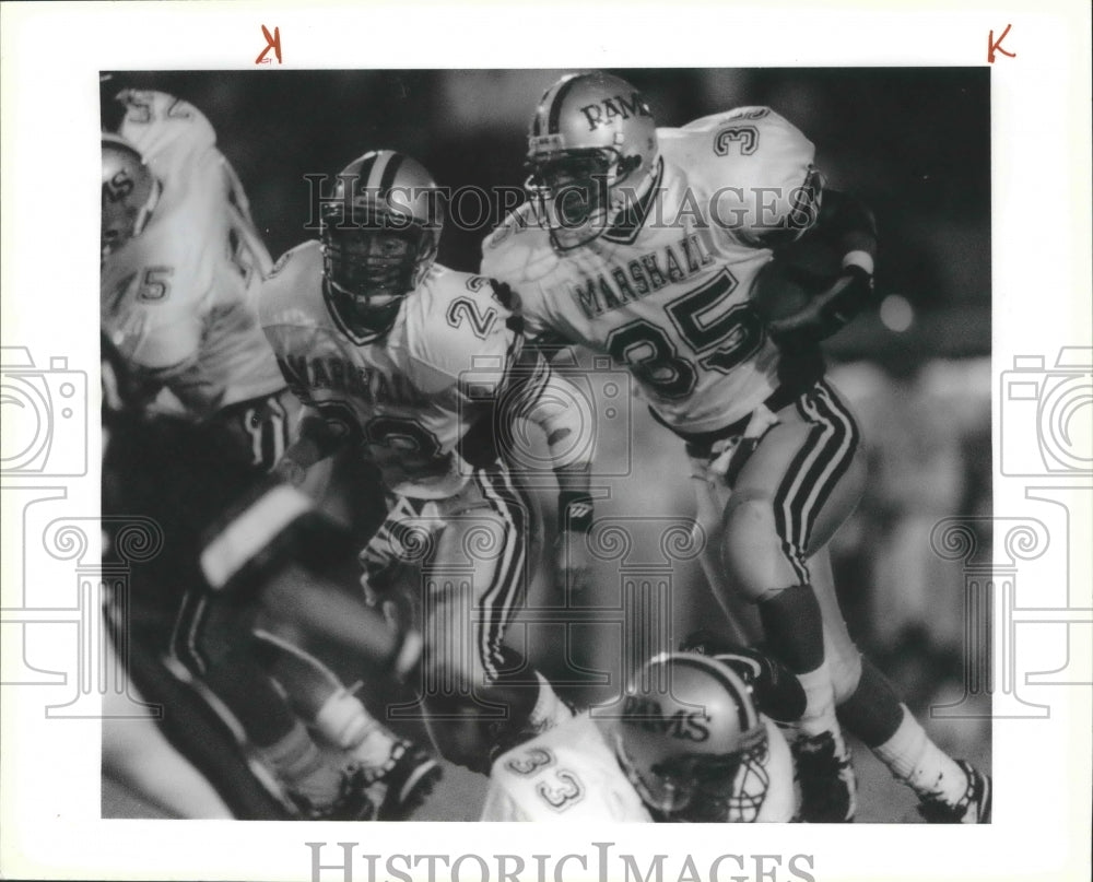 1991 Press Photo Marshall and Churchill High School Football Players at Game- Historic Images