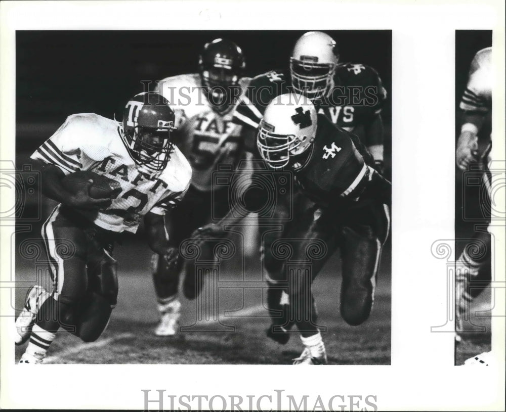 1991 Press Photo Taft and Madison High School Football Players at Game- Historic Images