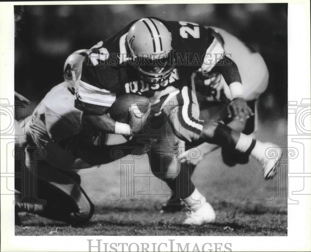 1990 Press Photo Judson and Clark High School Football Players at Game- Historic Images