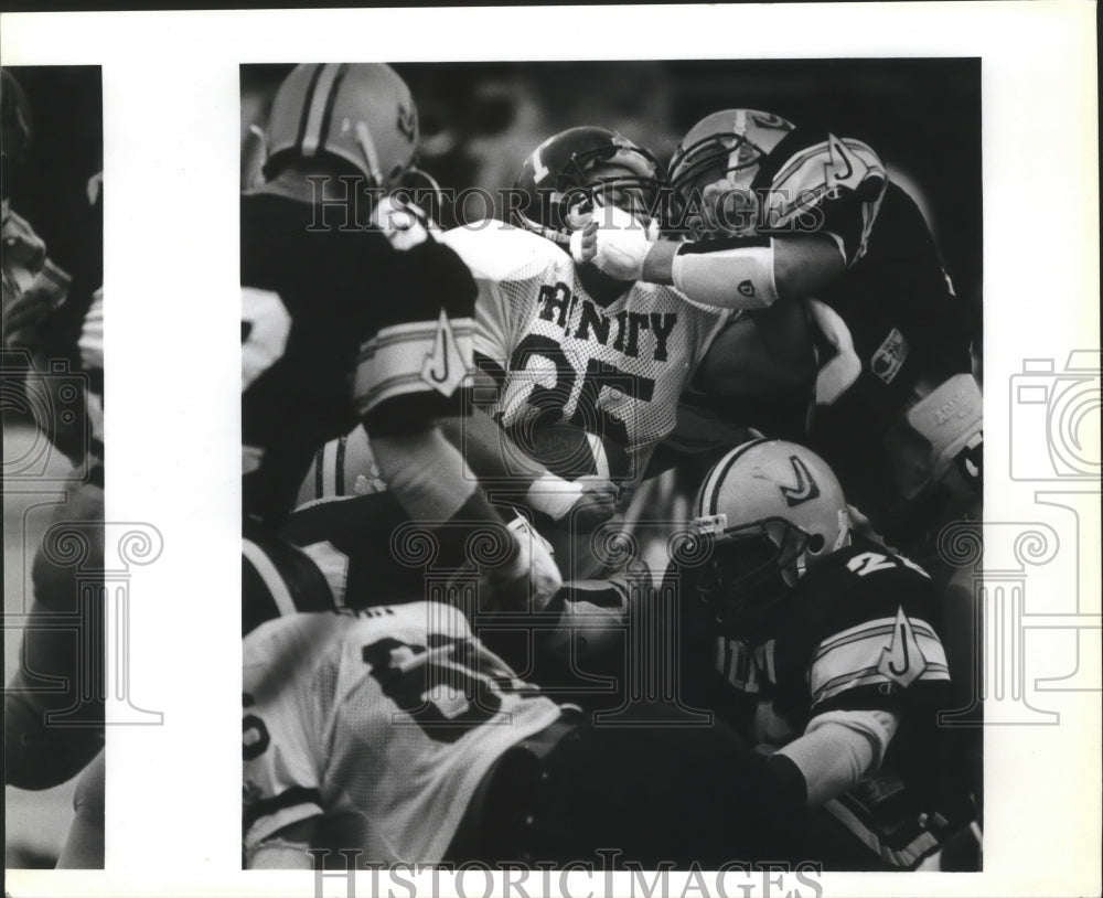 1992 Press Photo Trinity and Judson High School Football Players at Playoff Game- Historic Images