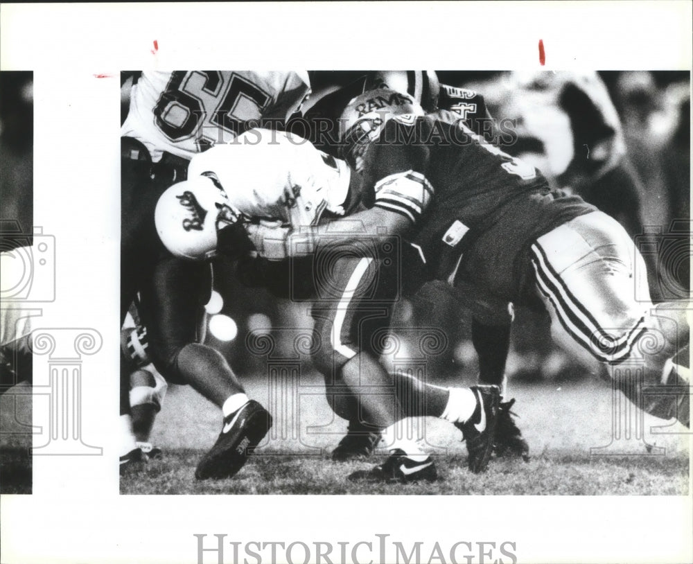 1991 Press Photo Marshall and C. C. Miller High School Football Players at Game- Historic Images