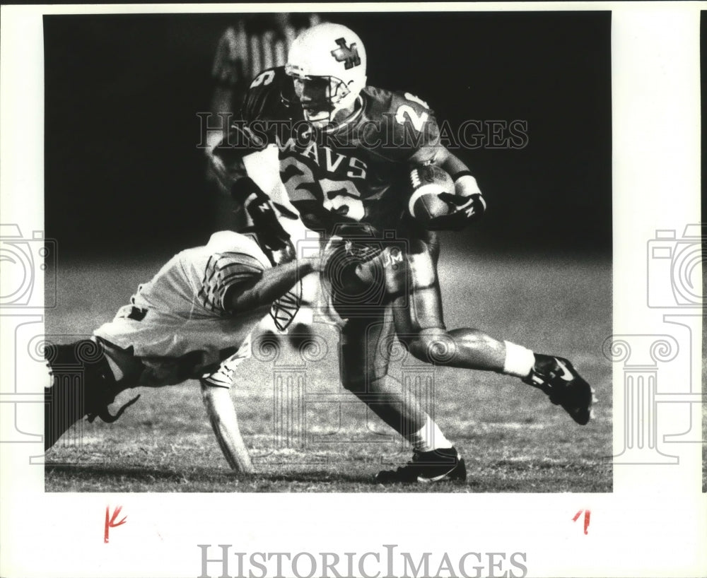 1992 Press Photo Jimmy Hunter &amp; Felix Yruegas play High School Football- Historic Images