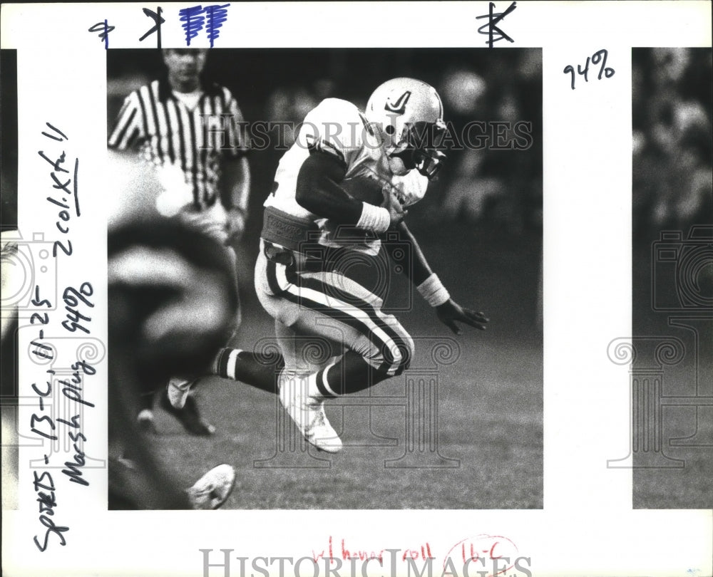 1990 Press Photo Kyle Arnell, Judson High School Football Player at Holmes Game- Historic Images