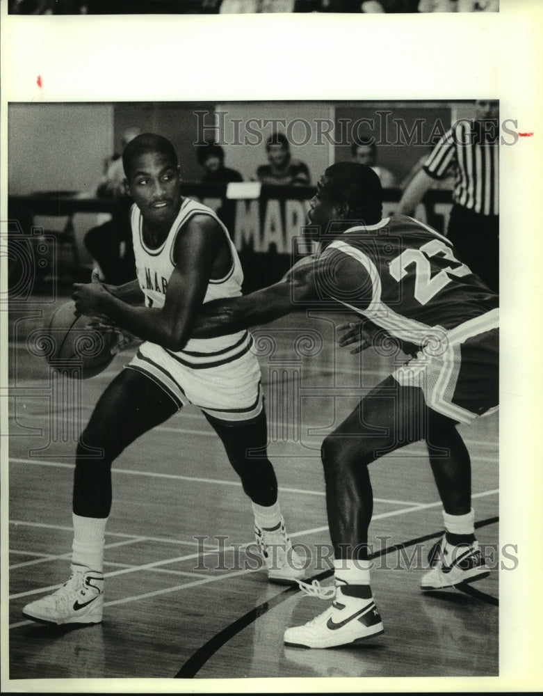 1989 Press Photo St. Mary&#39;s and Mary Hardin-Baylor play college basketball- Historic Images