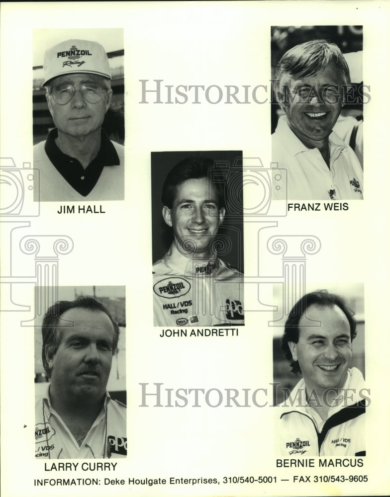 Press Photo Pannzoil Car Racer John Andretti with Team - sas04993- Historic Images