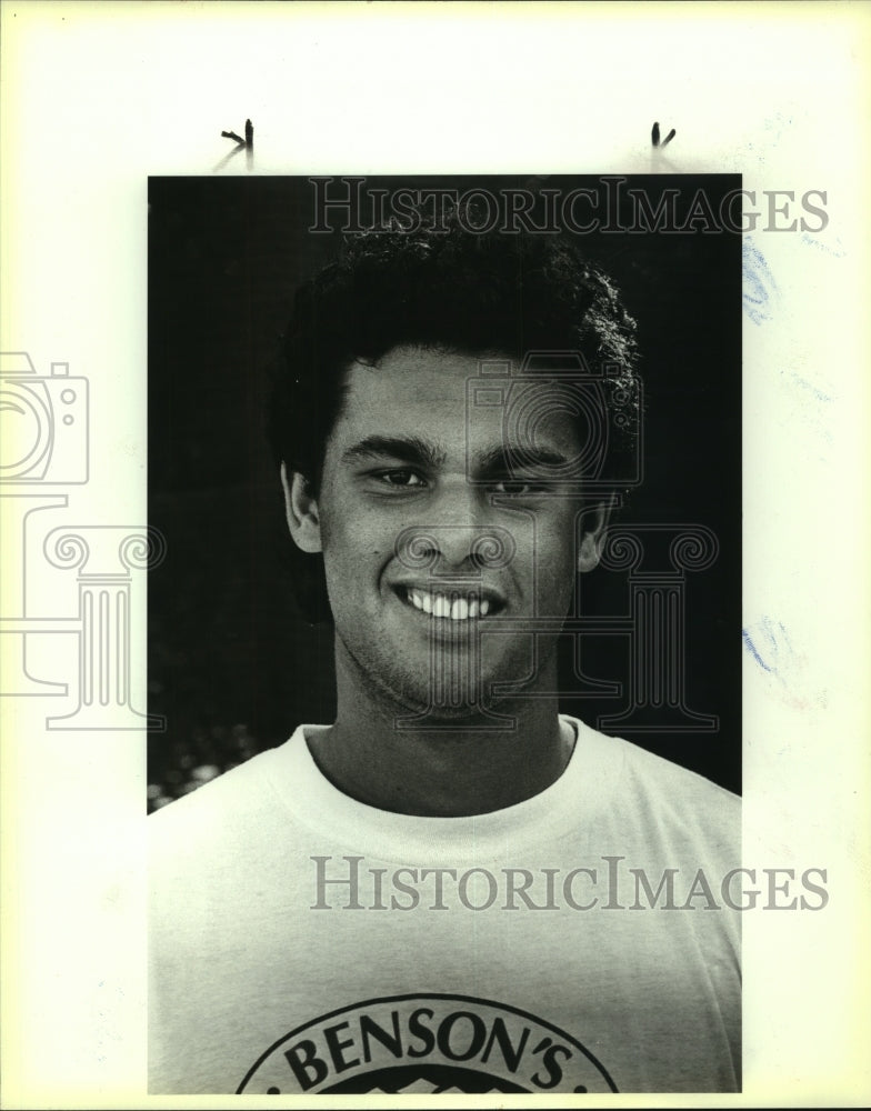 1987 Press Photo Mauricio Silva, Trinity College Tennis Player - sas05010- Historic Images