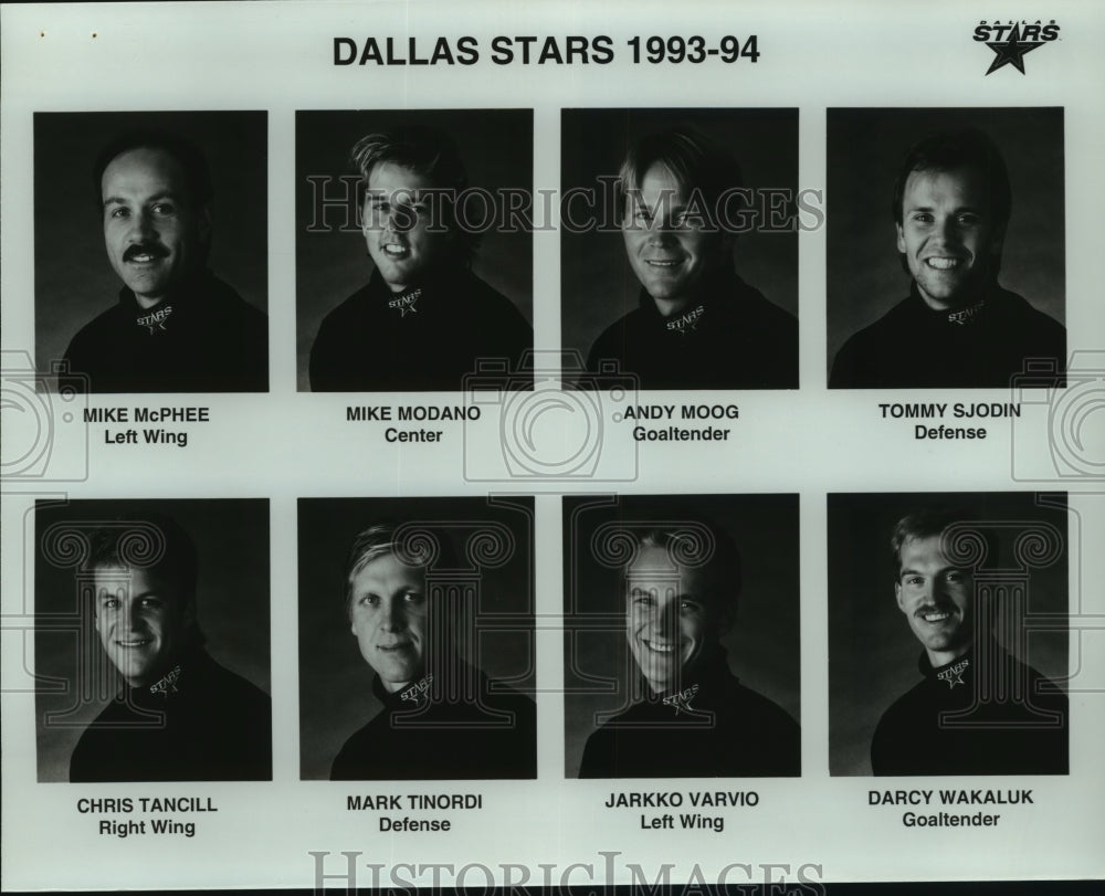 1993 Press Photo Dallas Stars play mug shots, 1993-94 season - sas05228- Historic Images