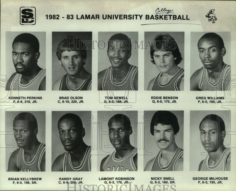 1982 Press Photo Lamar University men&#39;s basketball mug shots - sas05255- Historic Images