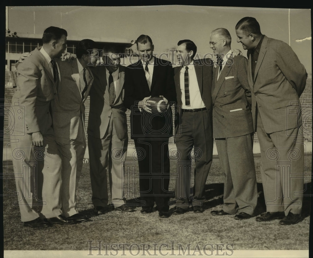 Press Photo Walter Corrigan, Chairman of Trinity Football Committee with Media- Historic Images