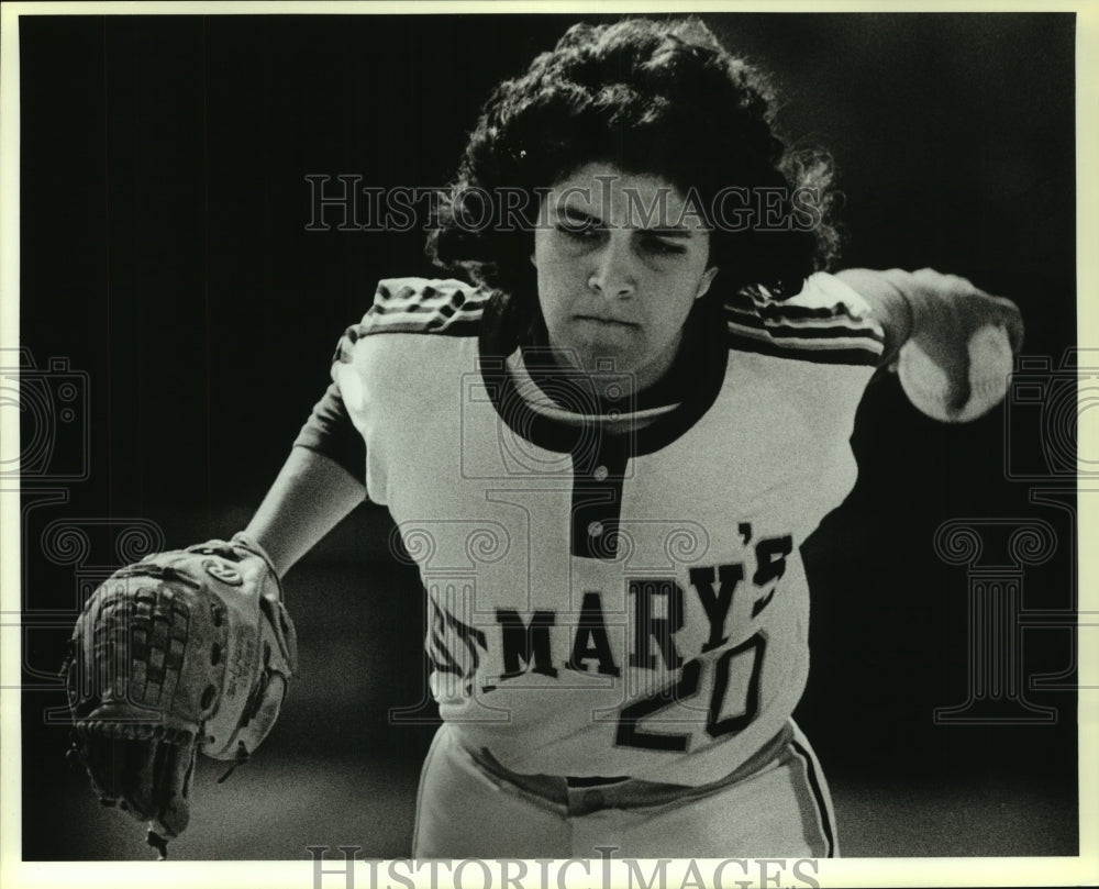 1989 Press Photo St. Mary&#39;s and Paul Quinn play college softball - sas05665- Historic Images