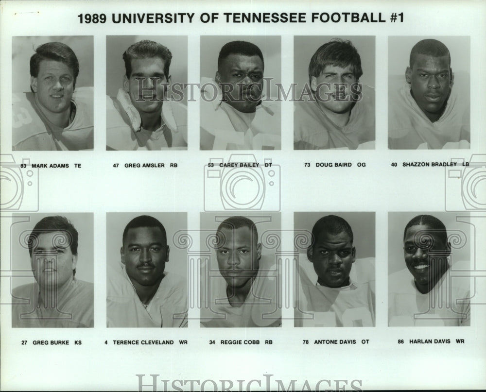 1989 Press Photo Tennessee football player mug shots - sas05737- Historic Images