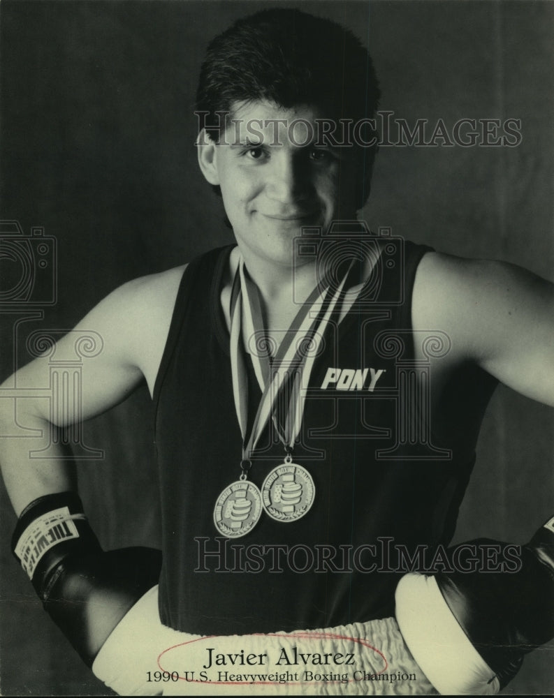 1990 Press Photo Javier Alvarez, United States Heavyweight Boxing Champion- Historic Images