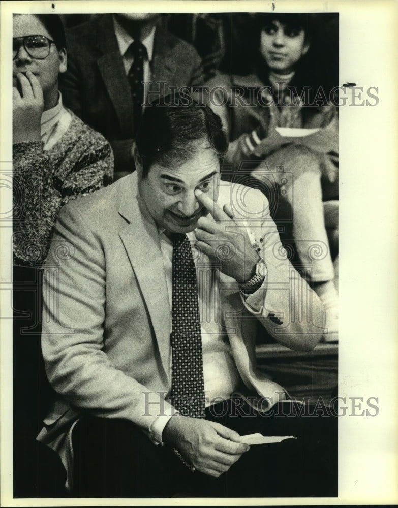 1989 Press Photo Central Catholic Joe Centez, 1000th Game Ceremony- Historic Images