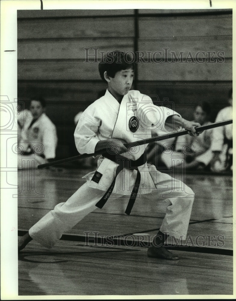 1989 Press Photo George Kotaka, Karate, Trinity University, AAU Junior Olympics- Historic Images