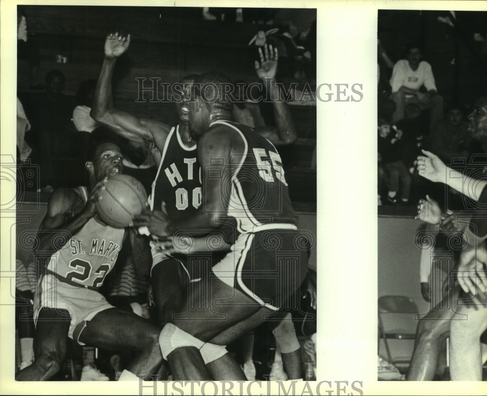 1985 Press Photo St. Mary's Versus Huston-Tillotson College Basketball Game- Historic Images