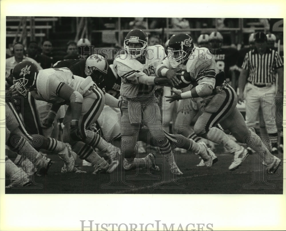 1986 Press Photo North Texas State Versus Southwestern Texas College Football- Historic Images