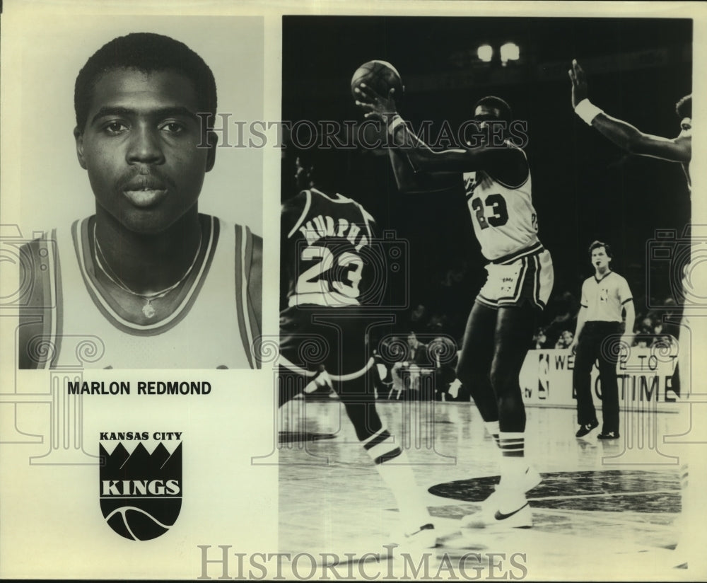 Press Photo Marlon Redmond, Kansas City Kings Basketball Player at Game- Historic Images