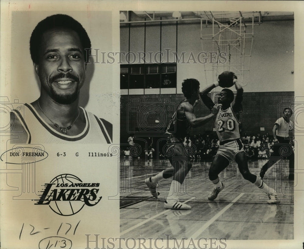 1978 Press Photo Don Freeman, Los Angeles Lakers Basketball Player at Game- Historic Images