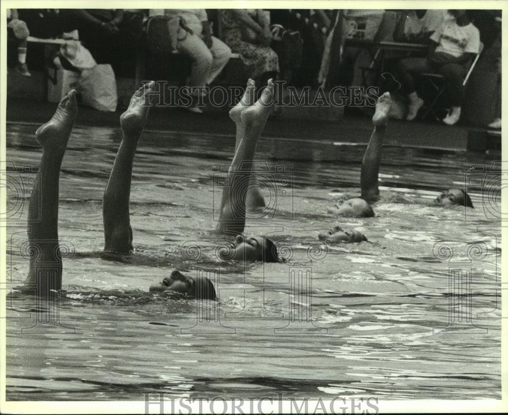 1989 Press Photo Amateur Athletic Union Junior Olympics Synchronized Swim Team- Historic Images