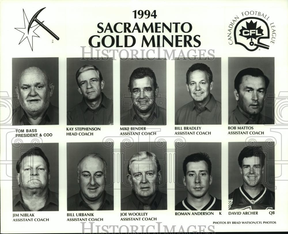 1994 Press Photo Sacramento Gold Miners football team mug shots - sas06707- Historic Images