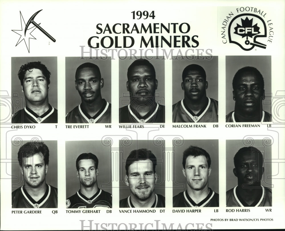 1994 Press Photo Sacramento Gold Miners football team mug shots - sas06709- Historic Images