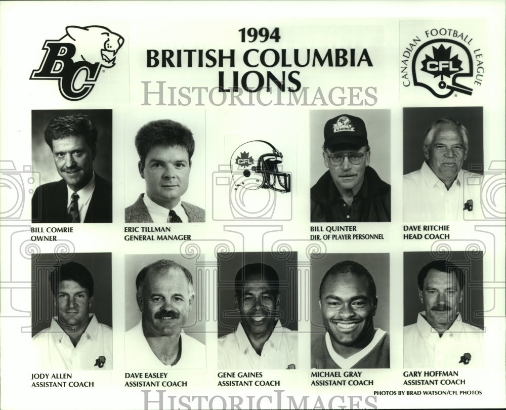 1994 Press Photo British Columbia Lions football team mug shots - sas06737- Historic Images