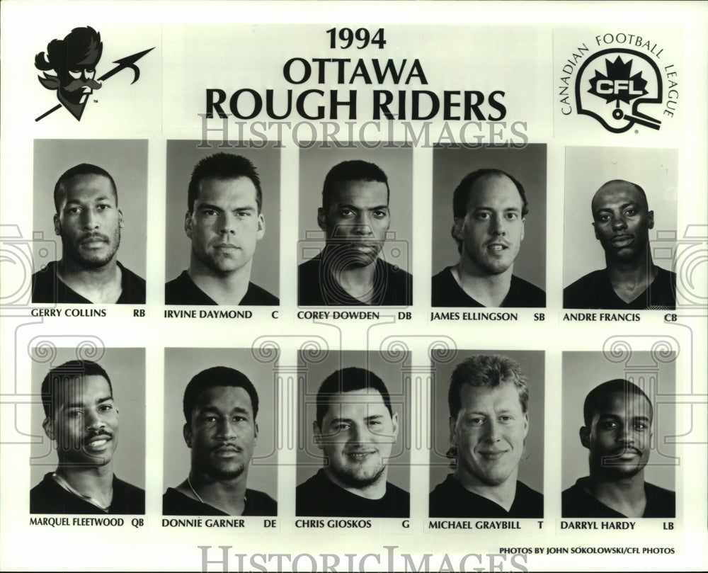 1994 Press Photo Ottawa Roughriders football team mug shots - sas06742- Historic Images