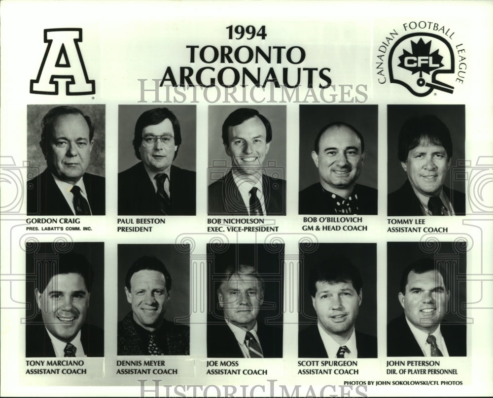 1994 Press Photo Toronto Argonauts football team mug shots - sas06745- Historic Images