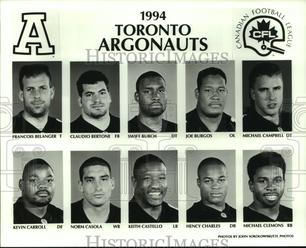 1994 Press Photo Toronto Argonauts Canadian Football League Team Players- Historic Images
