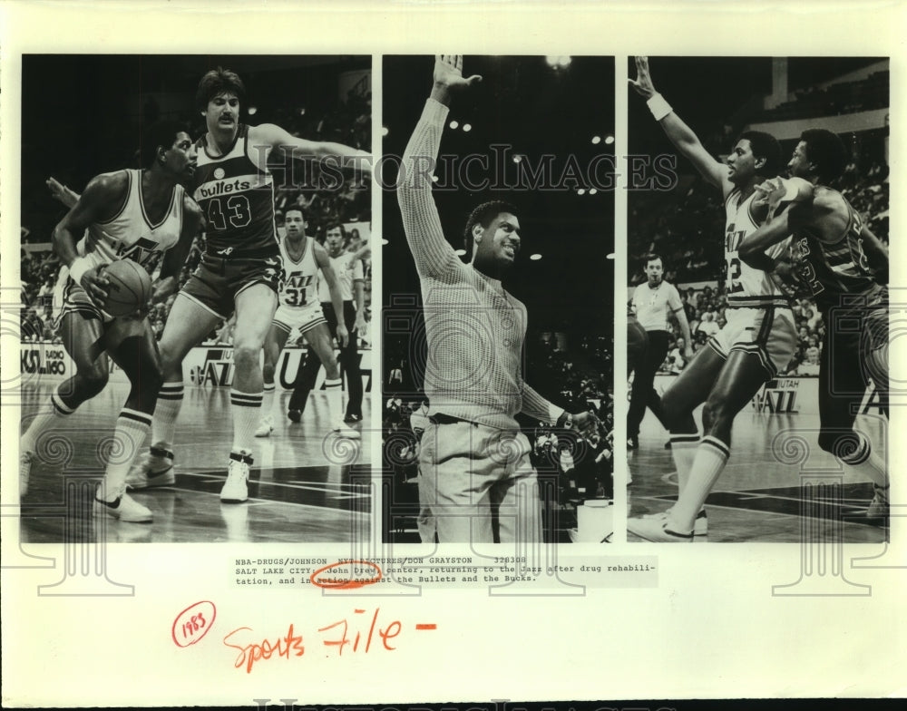 1983 Press Photo Utah Jazz basketball center John Drew - sas06877- Historic Images