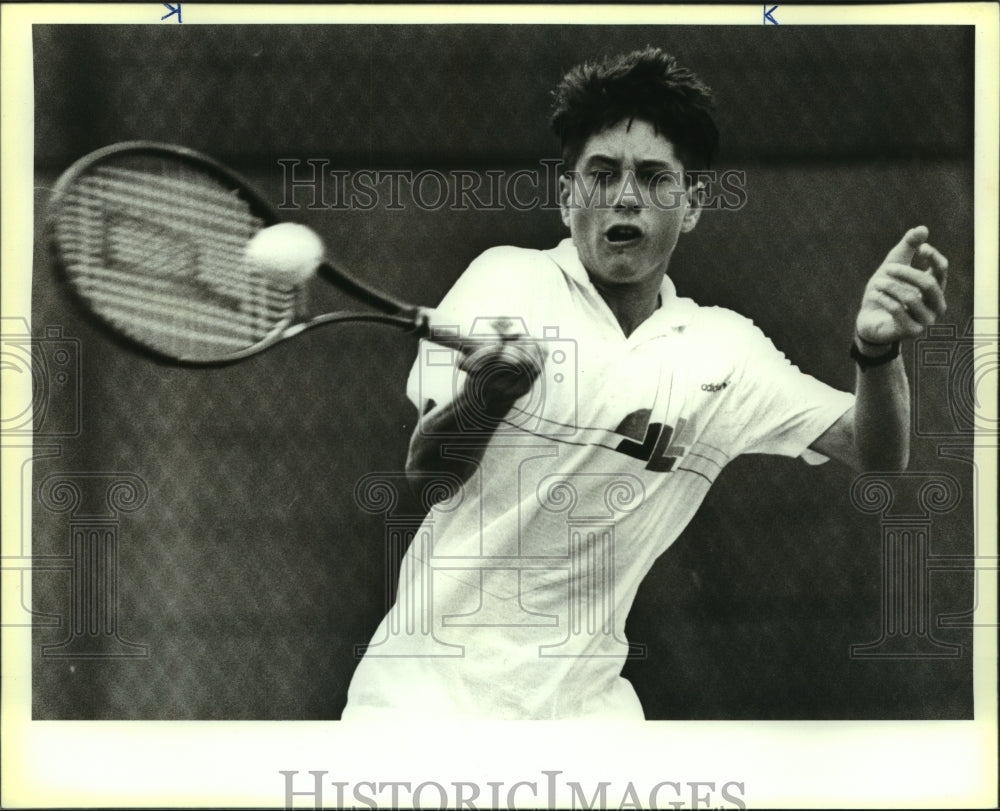 1988 Press Photo John O&#39;Brien, College Tennis Player at Hardcourt Match- Historic Images