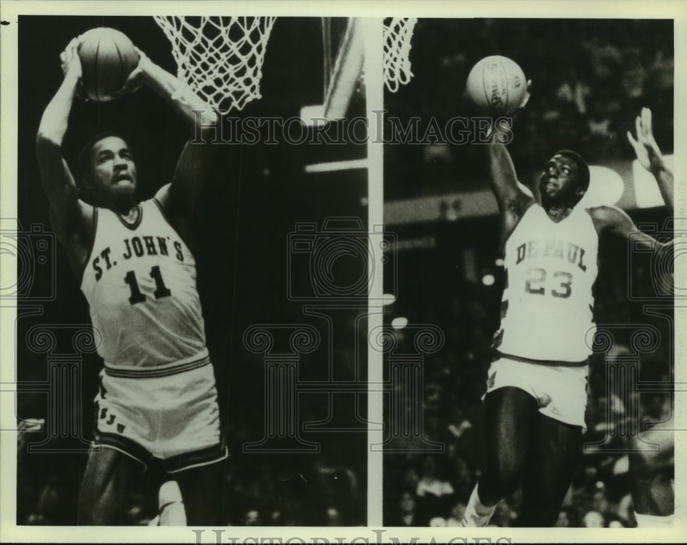 1983 Press Photo Saint John's and DePaul College Basketball Players in New York- Historic Images