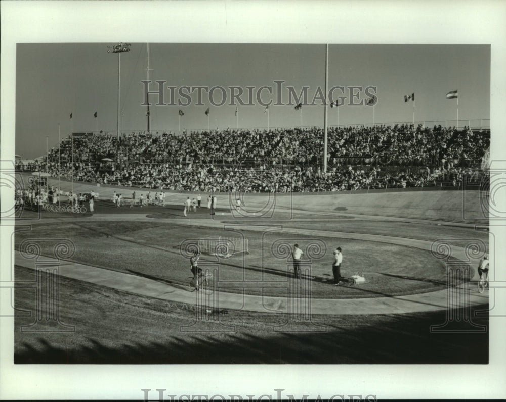 1984 Press Photo Dominguez Hills Cycling Track at Los Angeles Summer Olympics- Historic Images