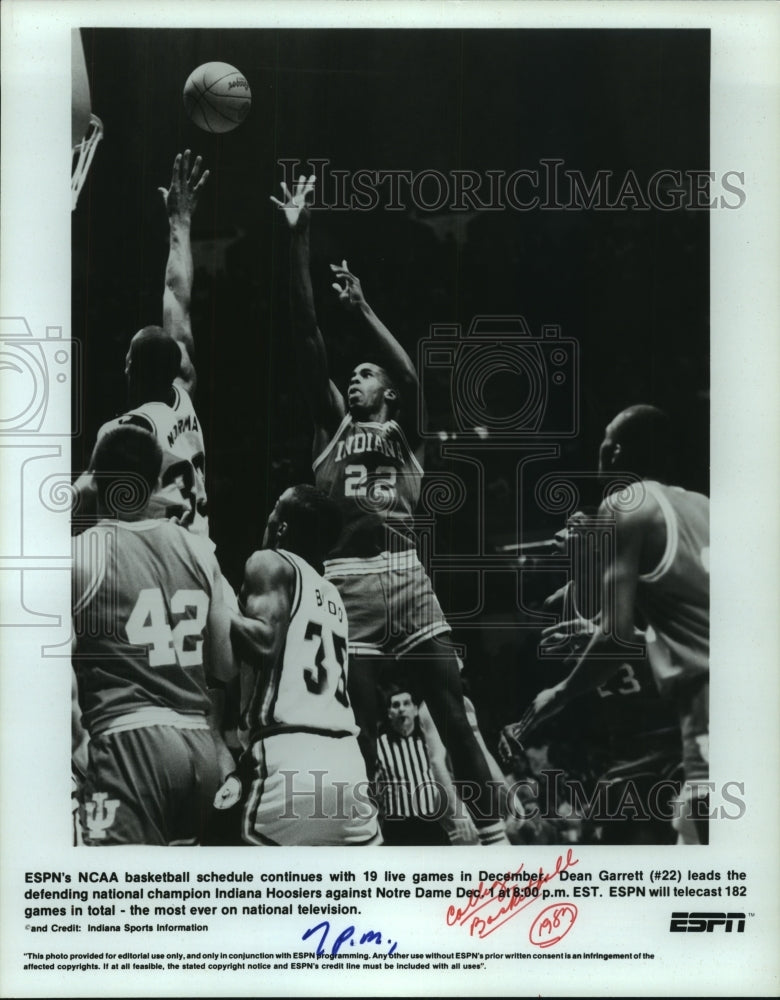 1987 Press Photo Indiana college basketball player Dean Garrett - sas07115- Historic Images